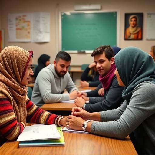 Un gruppo di migranti che partecipa a un corso di italiano a Roma